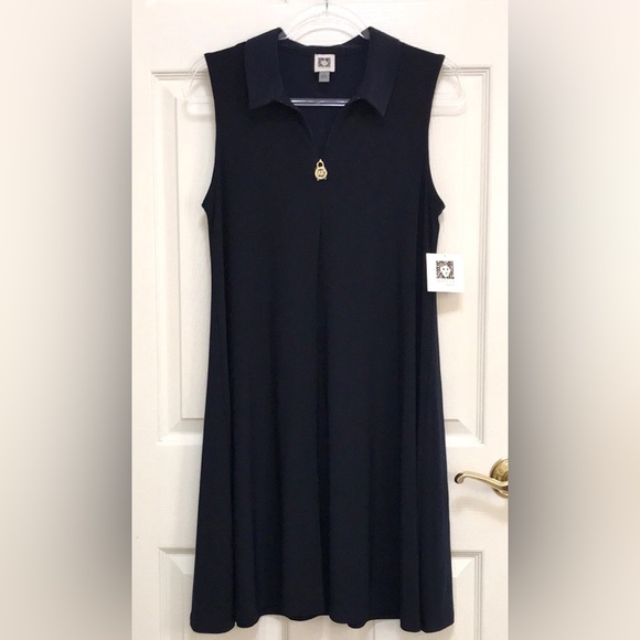 NWT Anne Klein Collared Swing Dress Navy - Picture 11 of 16